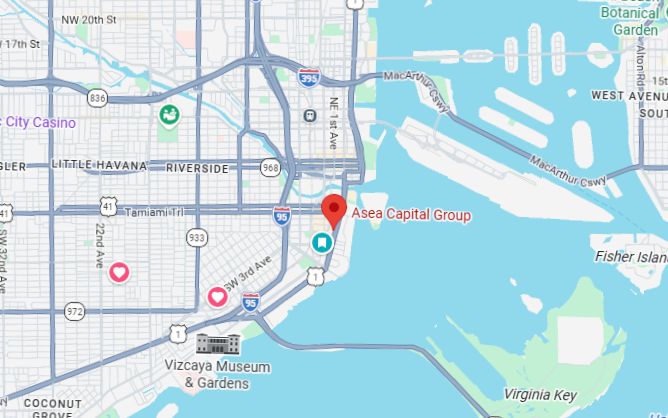 Map showing 1000 Brickell Ave, Miami